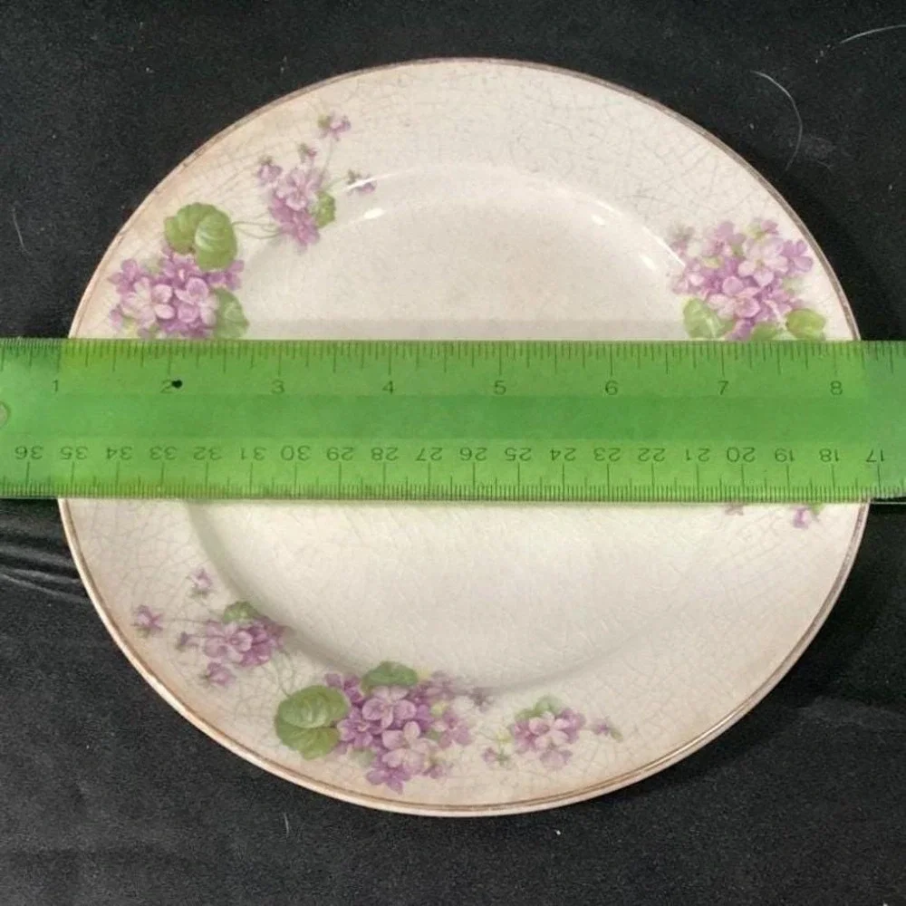 Canonsburg Violet Dessert Plates,‎ Set of 4, Purple Flowers, Vintage USA Pottery